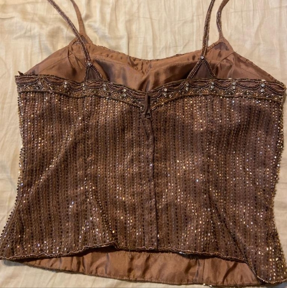 GORGEOUS beaded copper and brown two piece formal dress - Picture 8 of 8